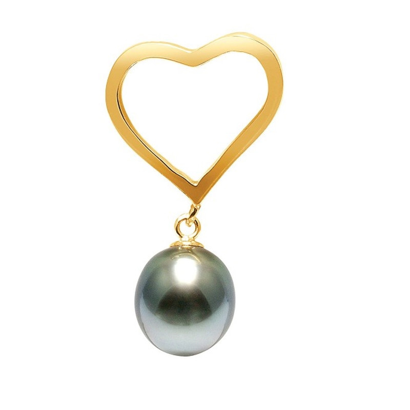 Pendentif Coeur et Perle de Tahiti et Or Jaune 750/1000