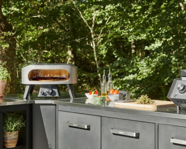 cozze® Eck-Tisch für Außenküchen – Kombinierbar mit Cozze Outdoor-Tischen, Typ 430 Edelstahlplatte, 100kg Traglast, Höhenverstellbar