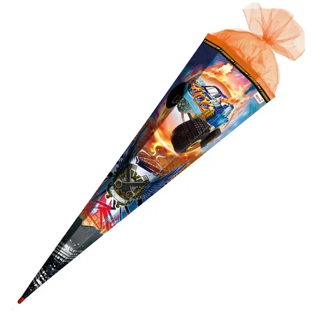 Roth Schultüte Monstertruck Fire mit Spezialborte und Folie, 85 cm, eckig