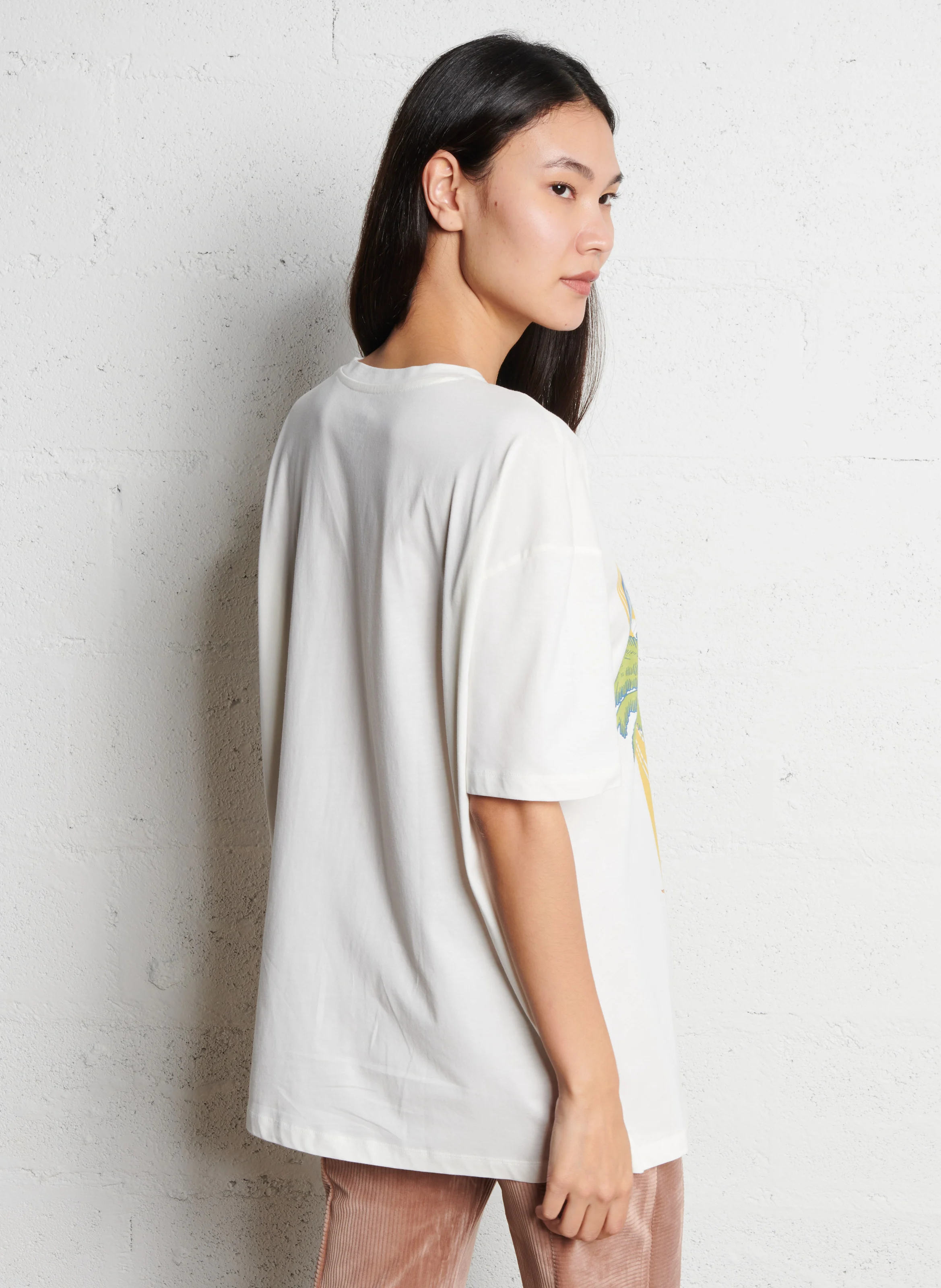 ENJOY THE JOURN - Tee-shirt ample col rond sérigraphié | Blanc