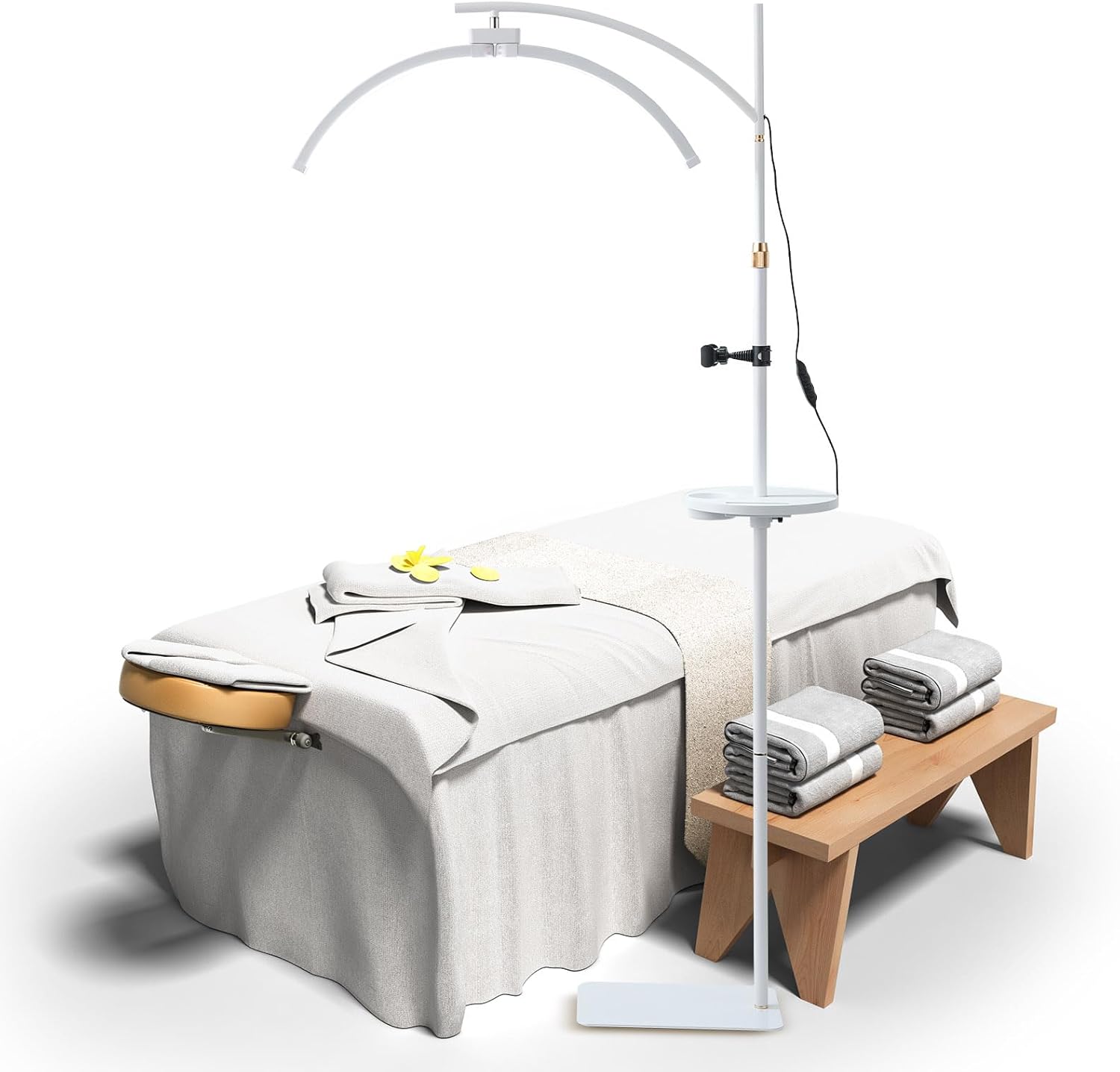 LED Stehleuchte, 45W Wimpern Lampe Kosmetik Lampe für Wimpern, Einstellbares Licht 3-6000K, Lamp mit Telefonständer, Kosmetiklampe Mondlampe für Lesen Tätowieren