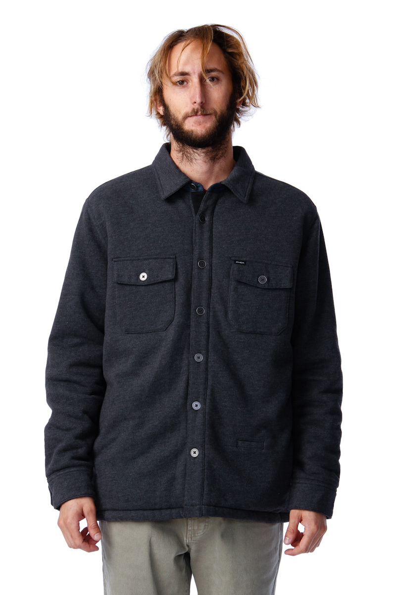 Rvca Union Buttonup Gris Anthracite Chiné M