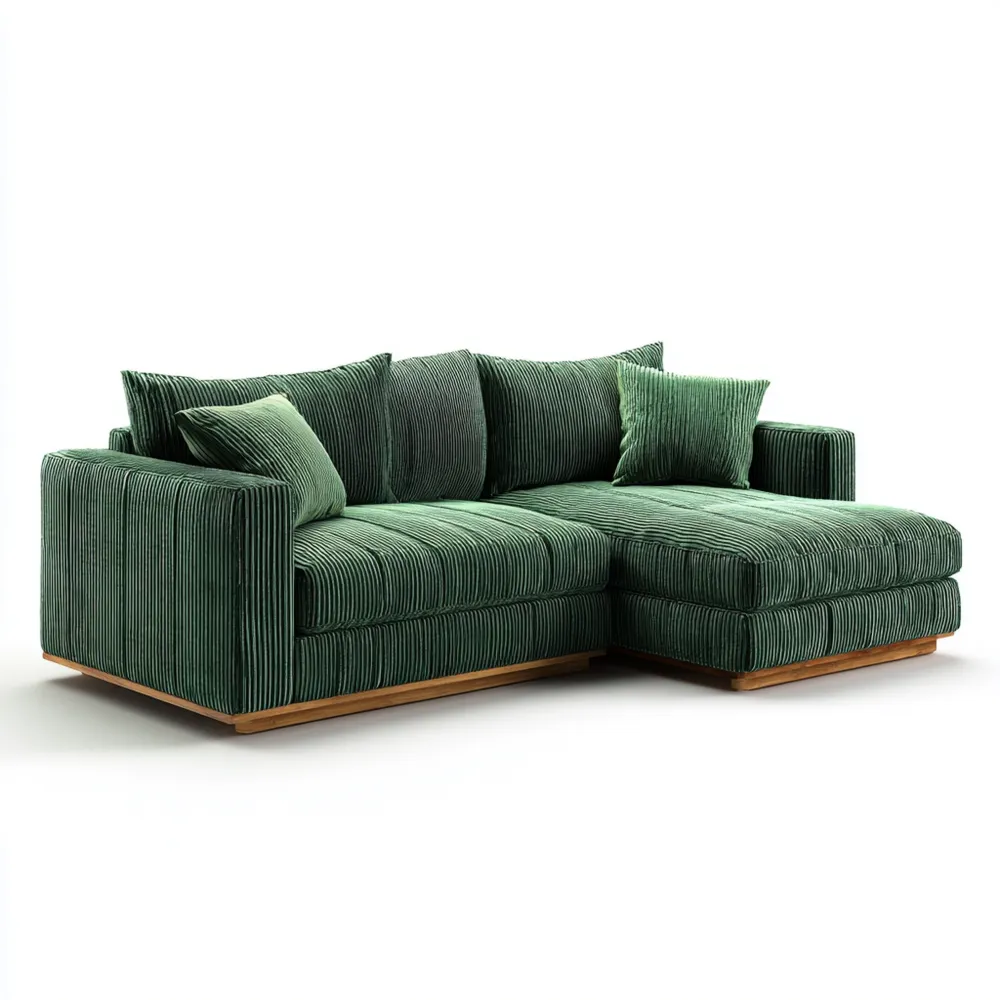 Ecksofa Samt 270x210x85 cm – Grün – Modernes Design