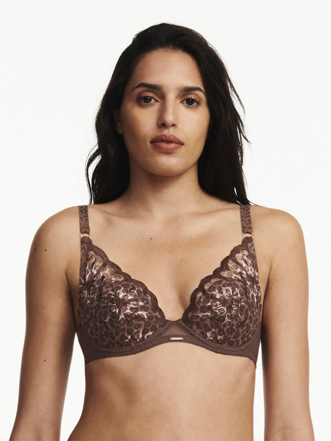 Chantelle Fleurs Plunge T-Shirt Bra Dyreprint