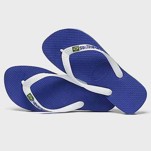 Tongs Brasil Logo Bleu Marine