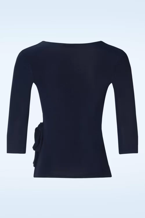Vintage Chic for Topvintage Annabelle slinky top in marineblauw