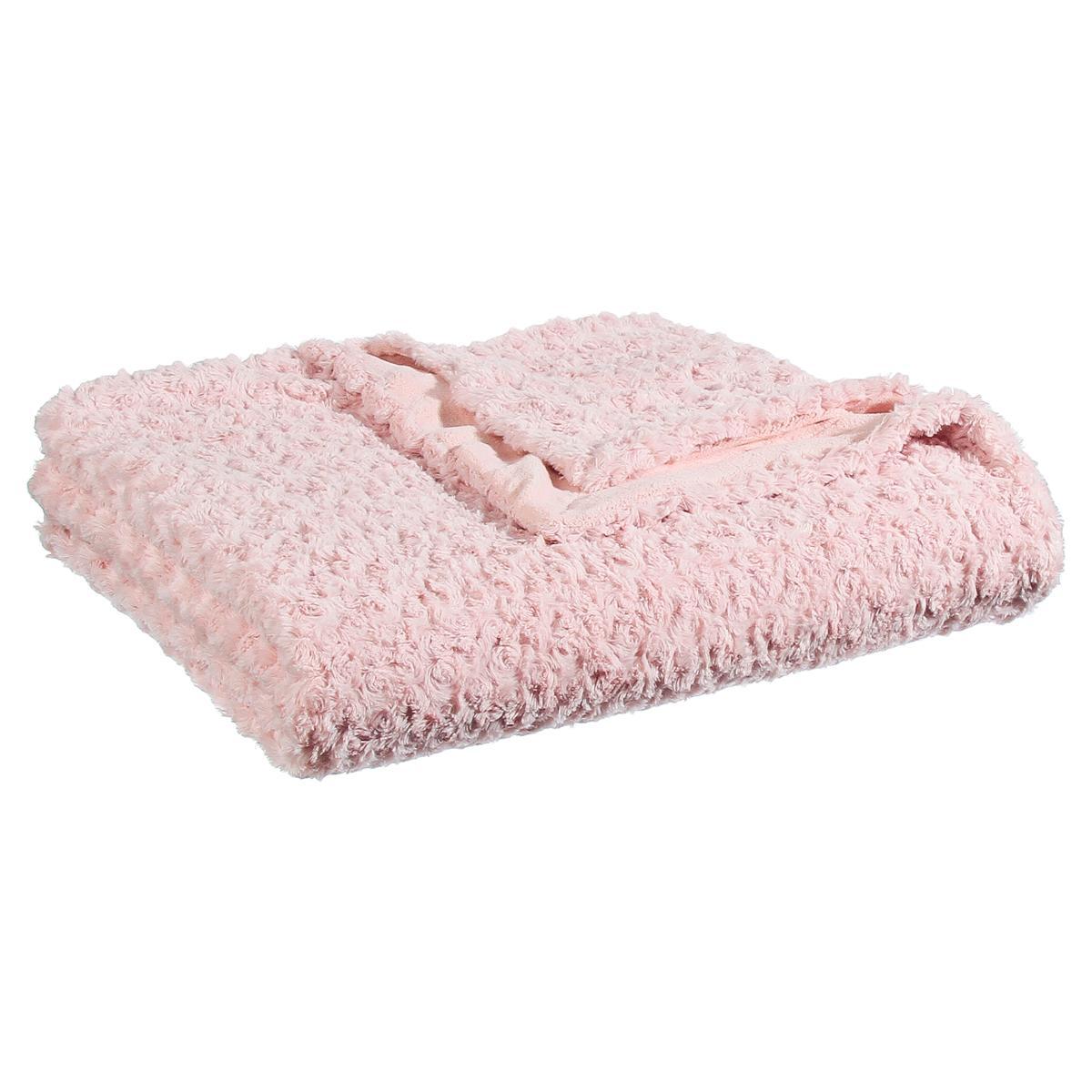PLAID FOURRURE BOUCLEE ROSE 180X230CM