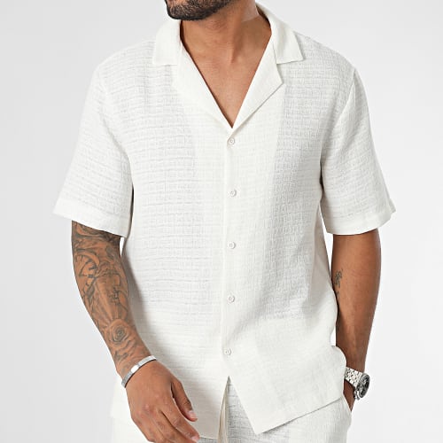 Ensemble Chemise Manches Courtes Et Short Jogging Blanc