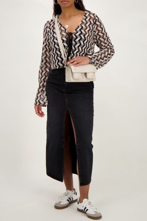Zwart-beige crochet vestje