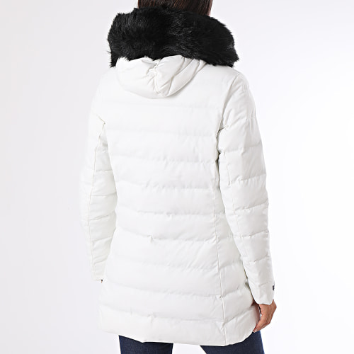 Doudoune Chauffante Capuche Fourrure Femme Stockholm Blanc Noir
