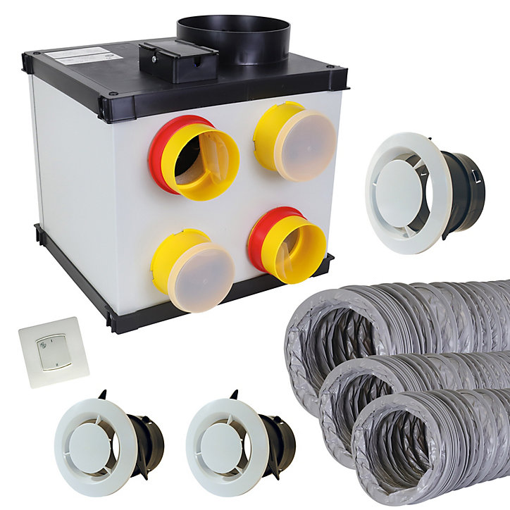 Kit de VMC simple flux Autogyre Silencio à détection d'humidité + gaines