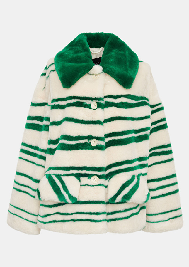 Manteau Mattécru à rayures en fausse fourrure