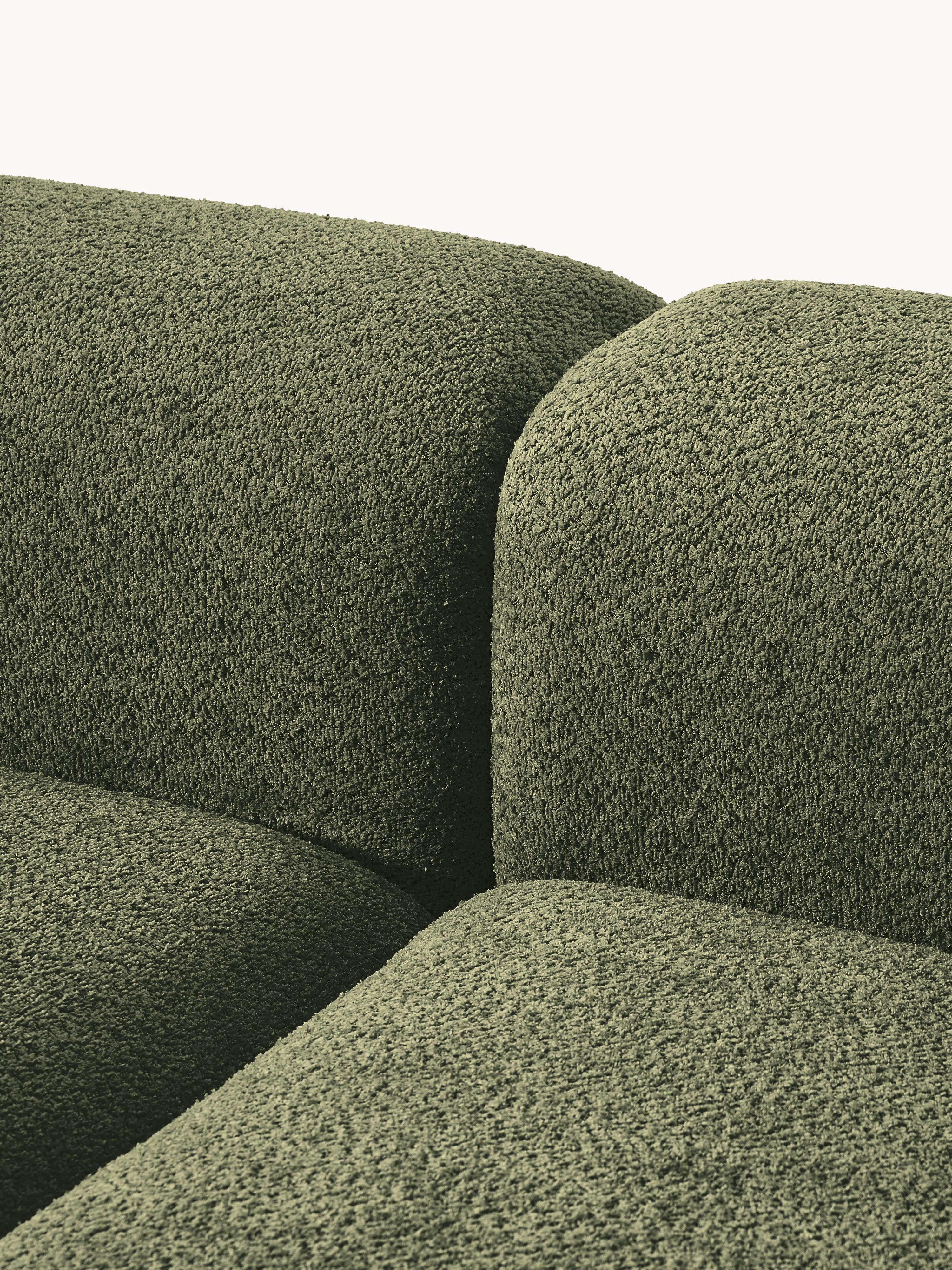Modulaire bank Natalie (3-zits) uit teddy bouclé met poef (links/rechts)