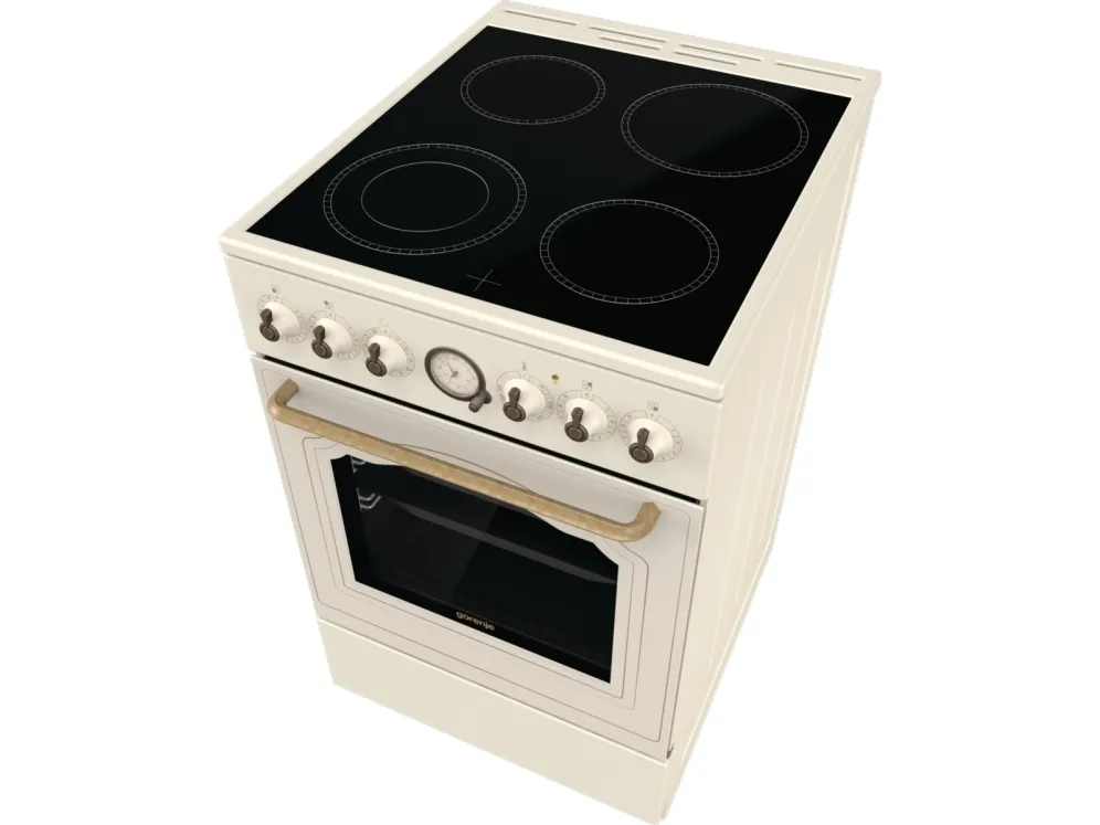 Gorenje Classico GECS5B70CLI - Komfur - med dampfunktion - fritstående - bredde: 50 cm - dybde: 59.4 cm - højde: 85 cm - med selv-rengøring - elfenben