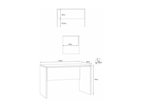 Bureau design moderne élégant 120x69 cm bois ZIDOU