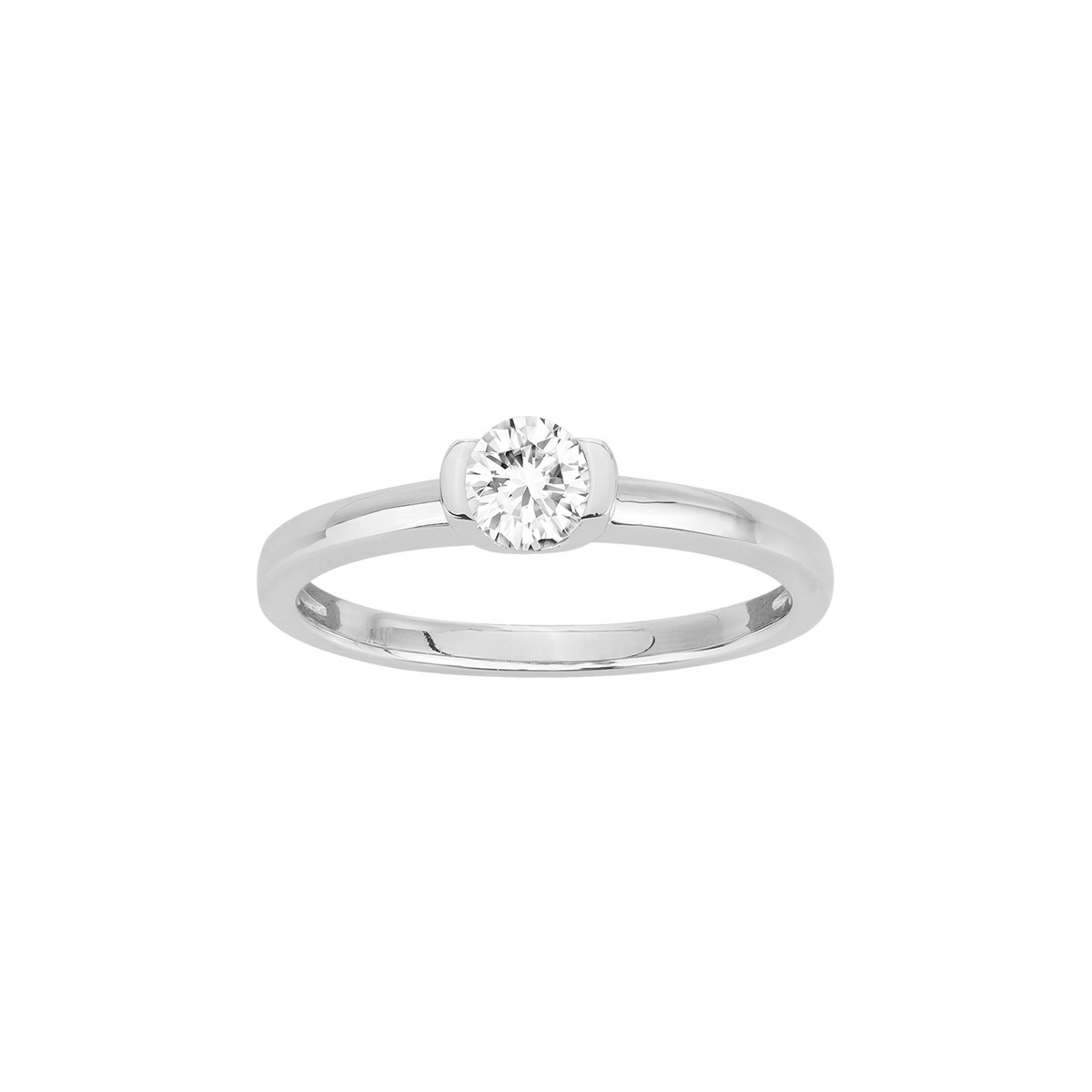 Bague en Argent avec oxyde de zirconium blanc