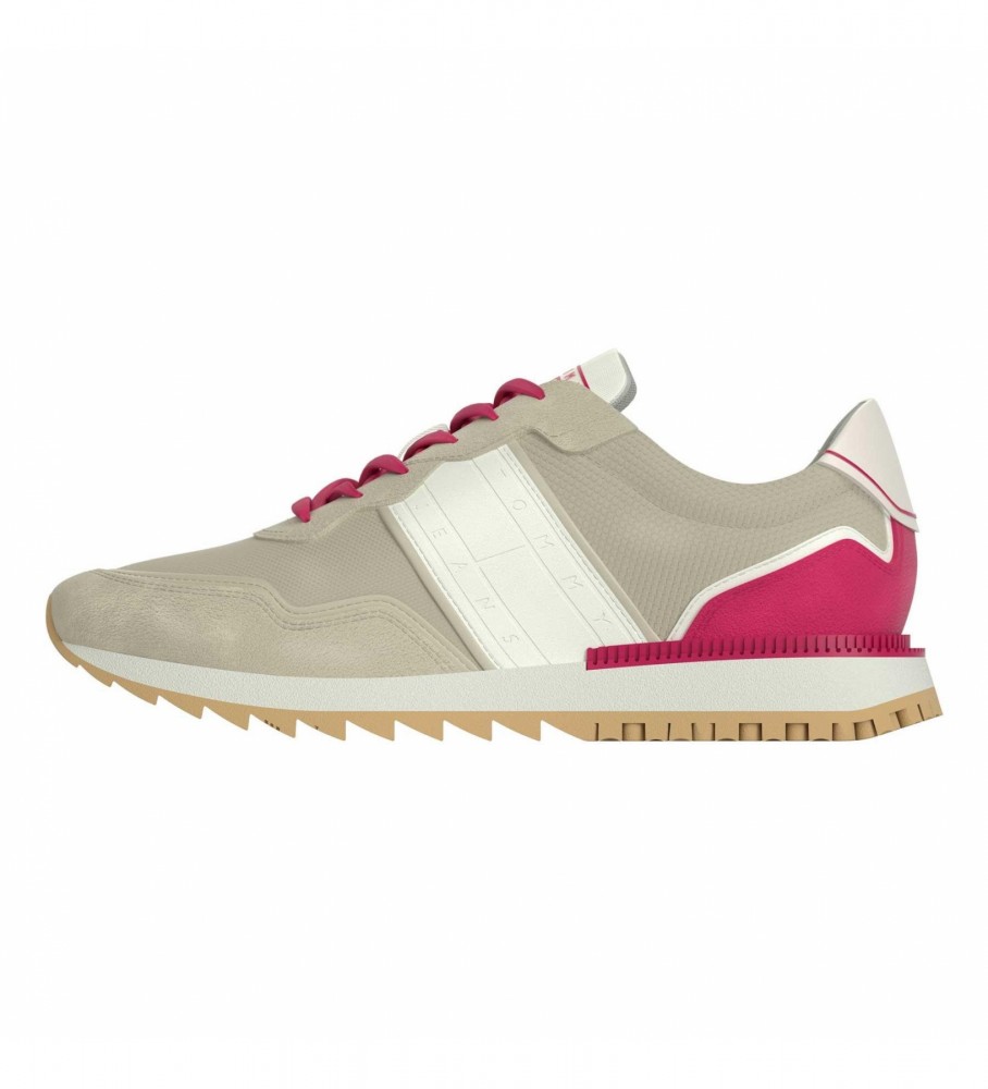 Tênis Tommy Jeans Tjw Retro Runner de couro bege