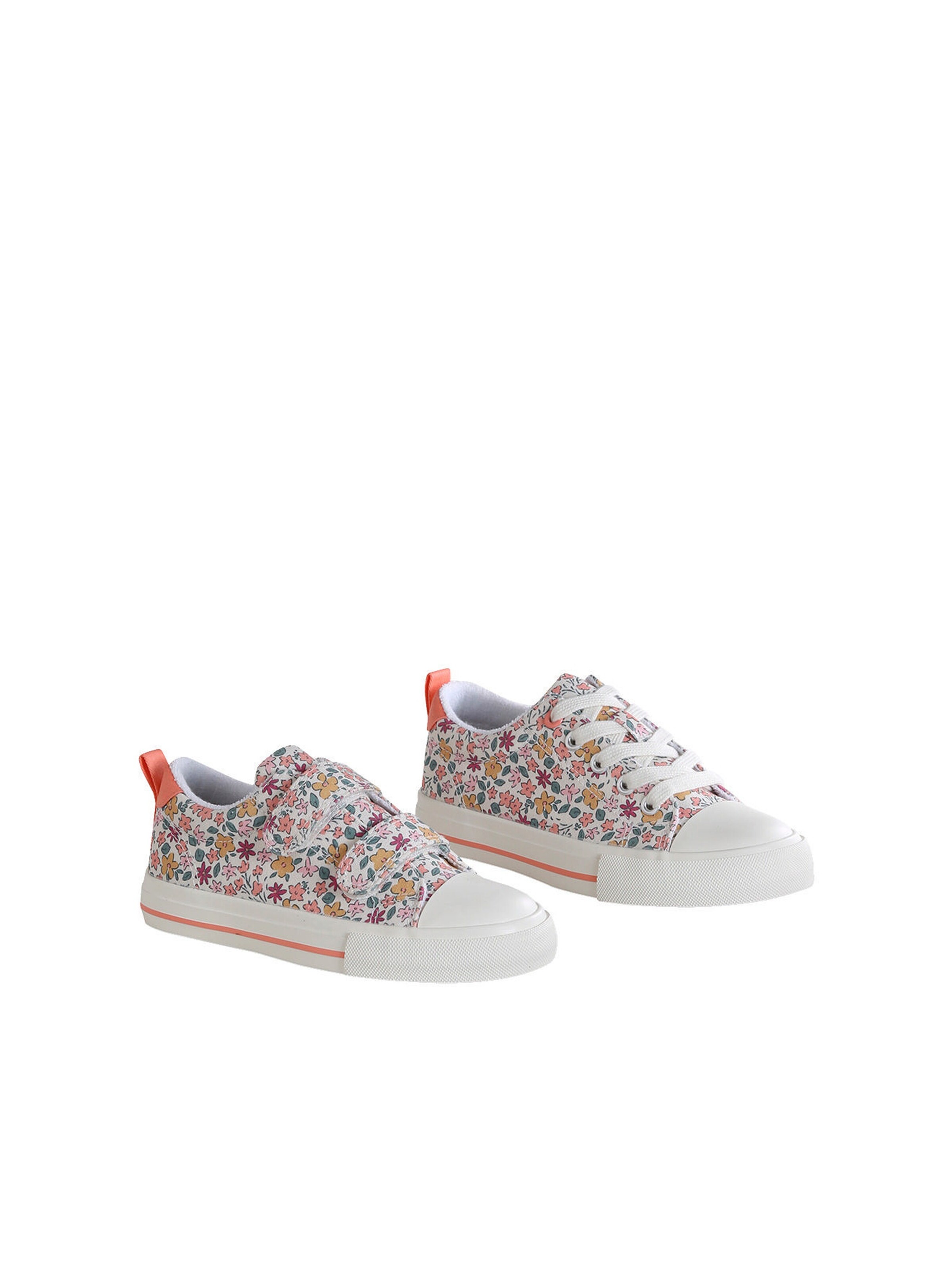 Vertbaudet Mädchen Stoff-Sneakers mit Reißverschluss rosa bedruckt