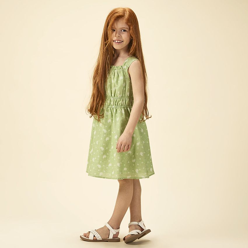Robe sans manches imprimé cachemire pour fille - Vert