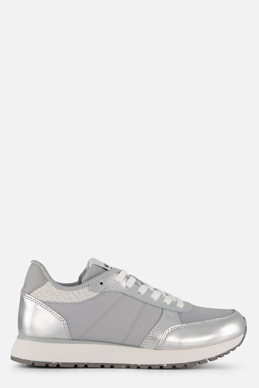 Woden Ronja Metallic Sneakers zilver Leer