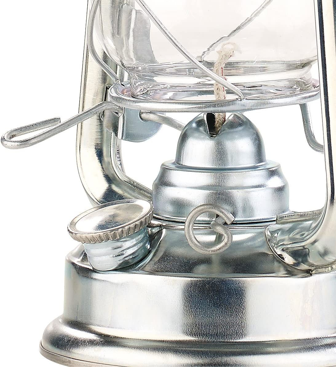 Mini Retro Öl Laterne Petrol Lampe Camping Sturmlaterne inkl. Flachdocht - Silber