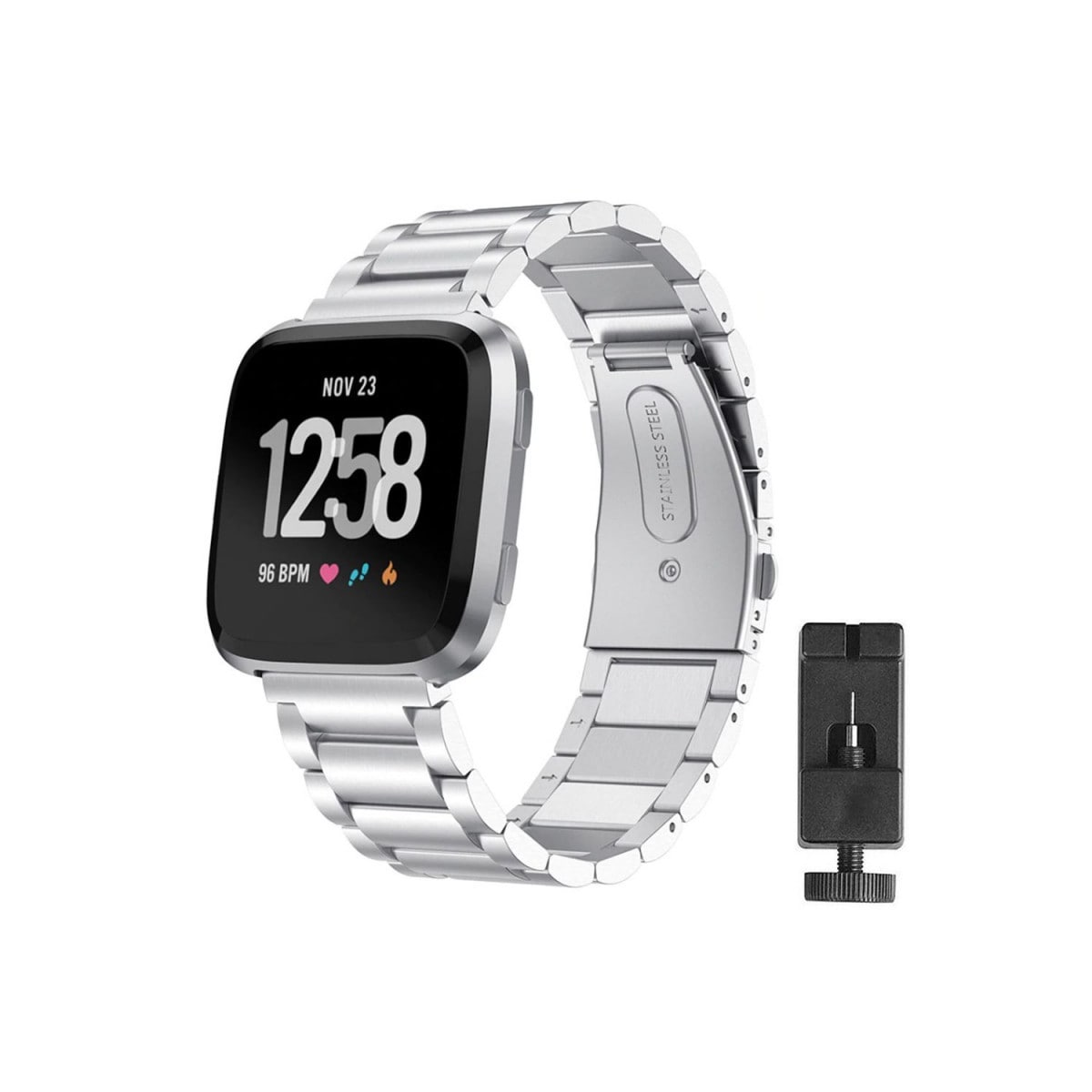 Armbånd Rustfritt stål Fitbit Versa 2 - Sølv
