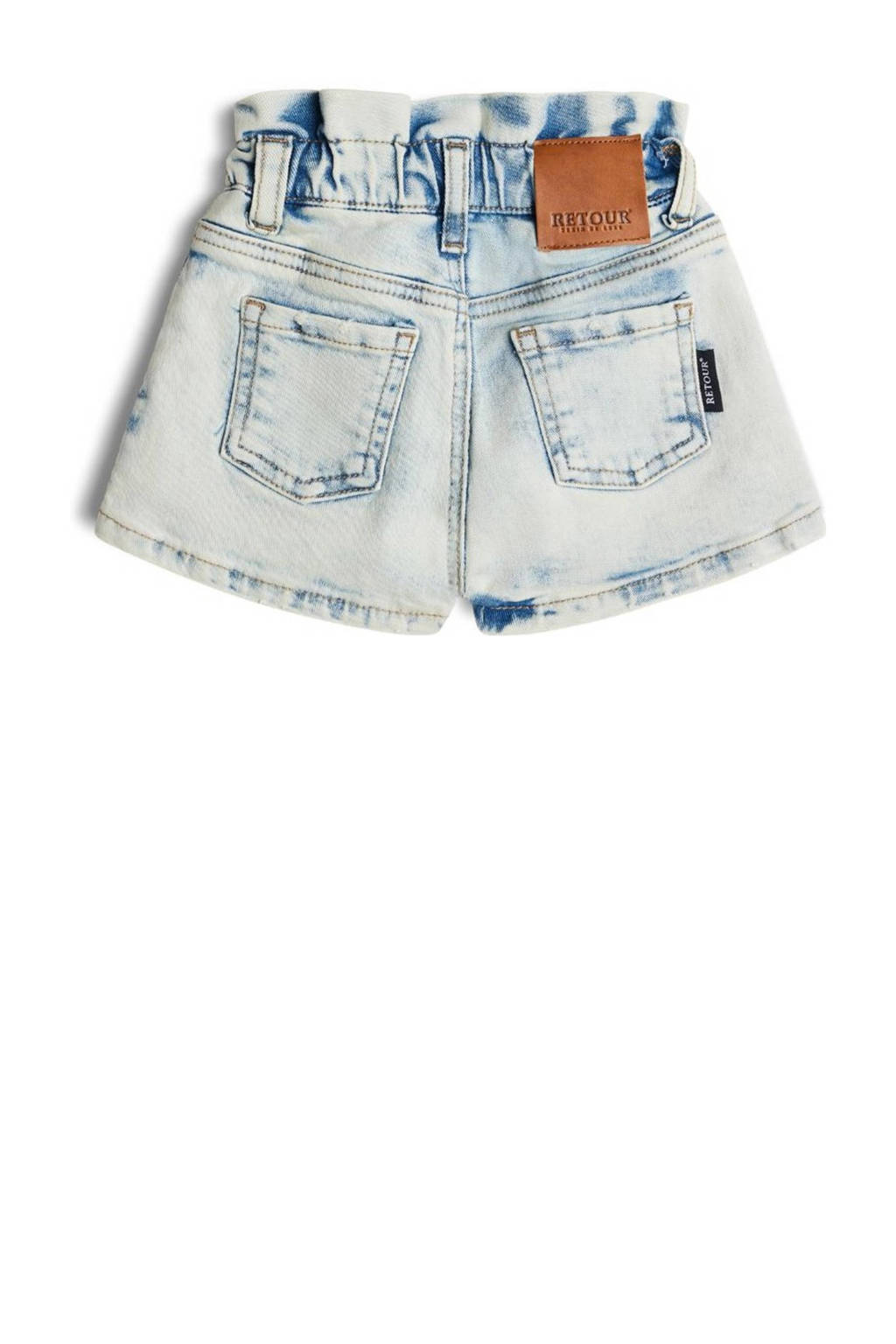 Retour Jeans gebloemde high waist denim short Paisley bleached blue denim
