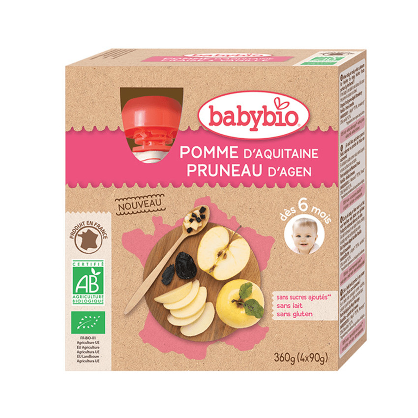 Pack de 4 gourdes pomme pruneau d'Agen bio
