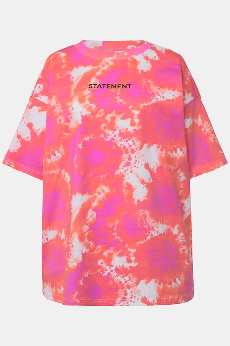 T-Shirt, oversized, Batikprint, Statement, Rundhals, Halbarm