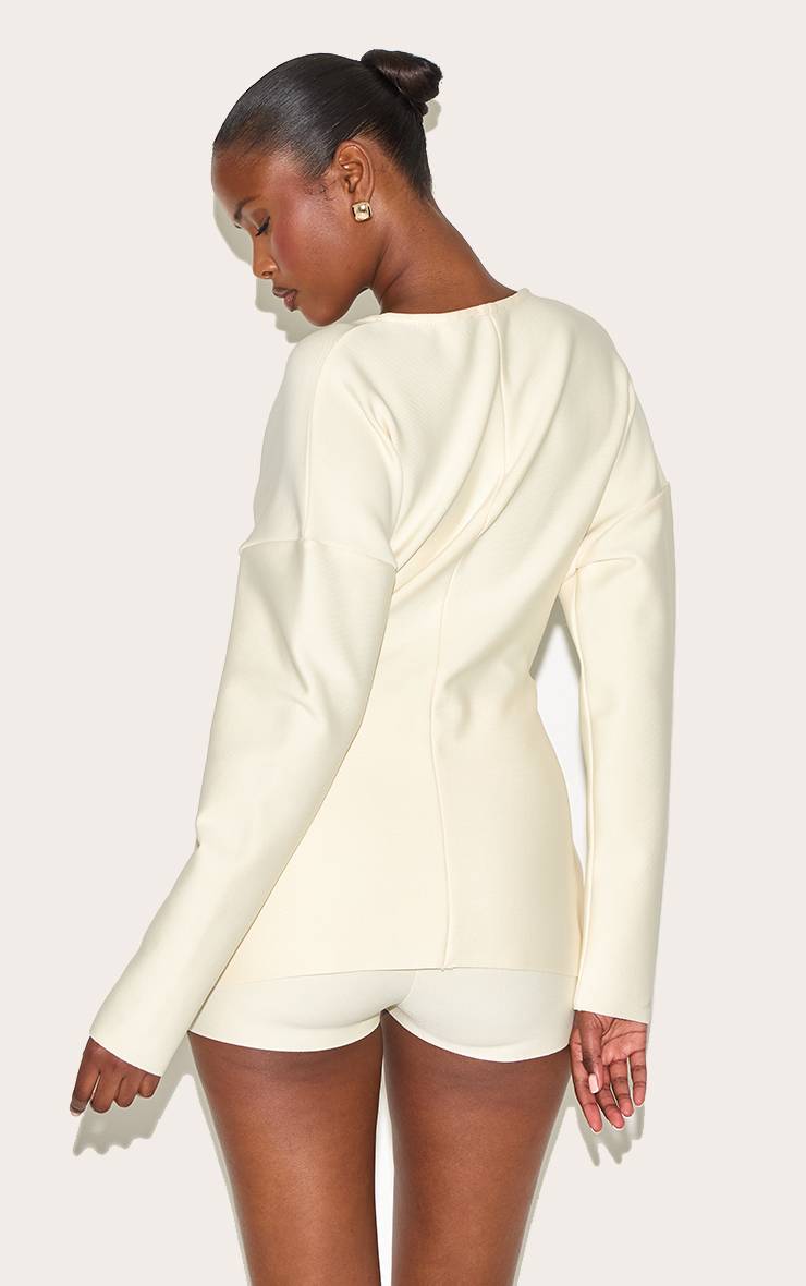 Crème Combi-short Cardigan À Boutons En Bandage