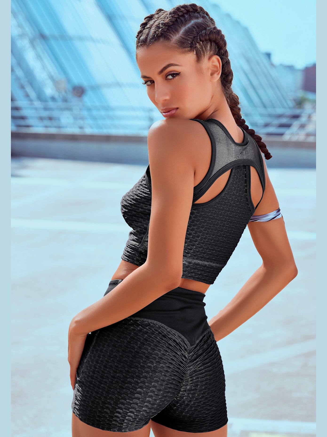 Shorts short fonctionnel avec design nid d'abeille