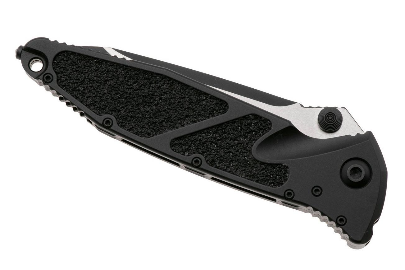 Microtech Socom Elite 161-2T, Two Tone M390 Tanto, Black Aluminum, partly serrated zakmes