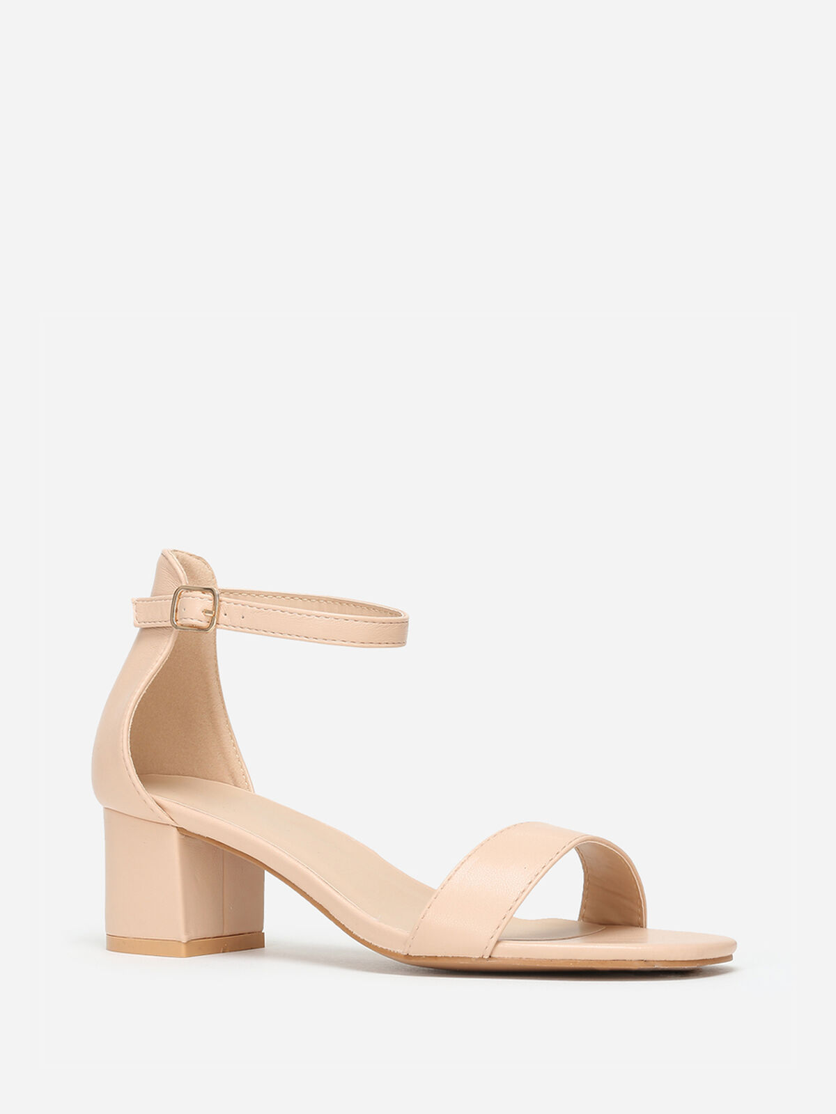 Sandales carrées en simili- Beige