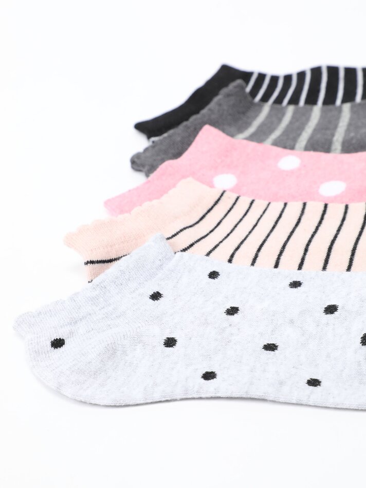 Pacote com 5 pares de meias curtas sortidas - Diversas