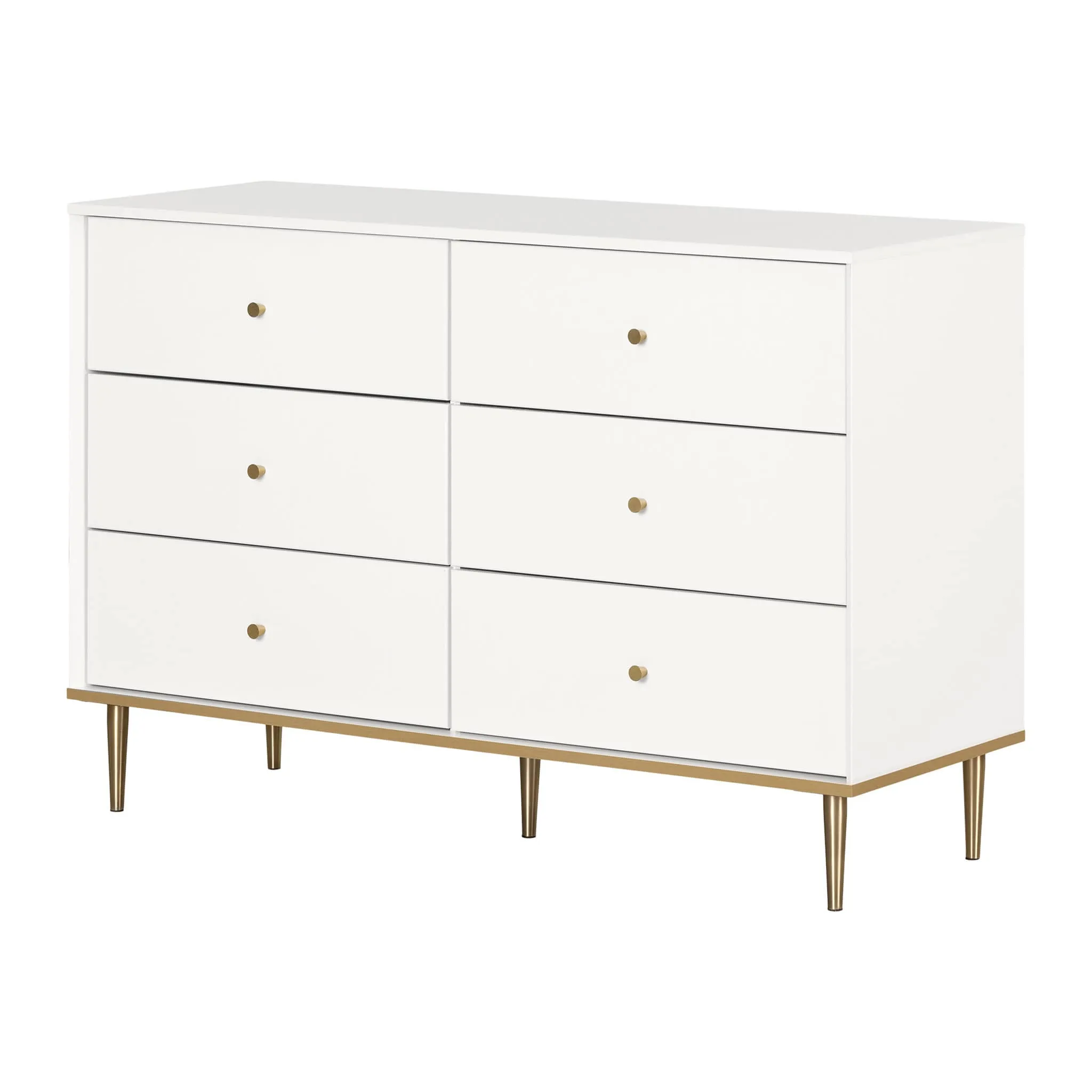 South Shore Bureau double 6 tiroirs - Dylane Blanc solide