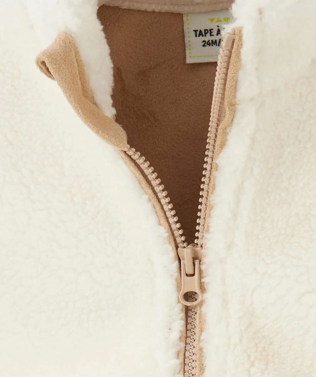 GILET SANS MANCHES BÉBÉ GARÇON SHERPA ÉCRU
