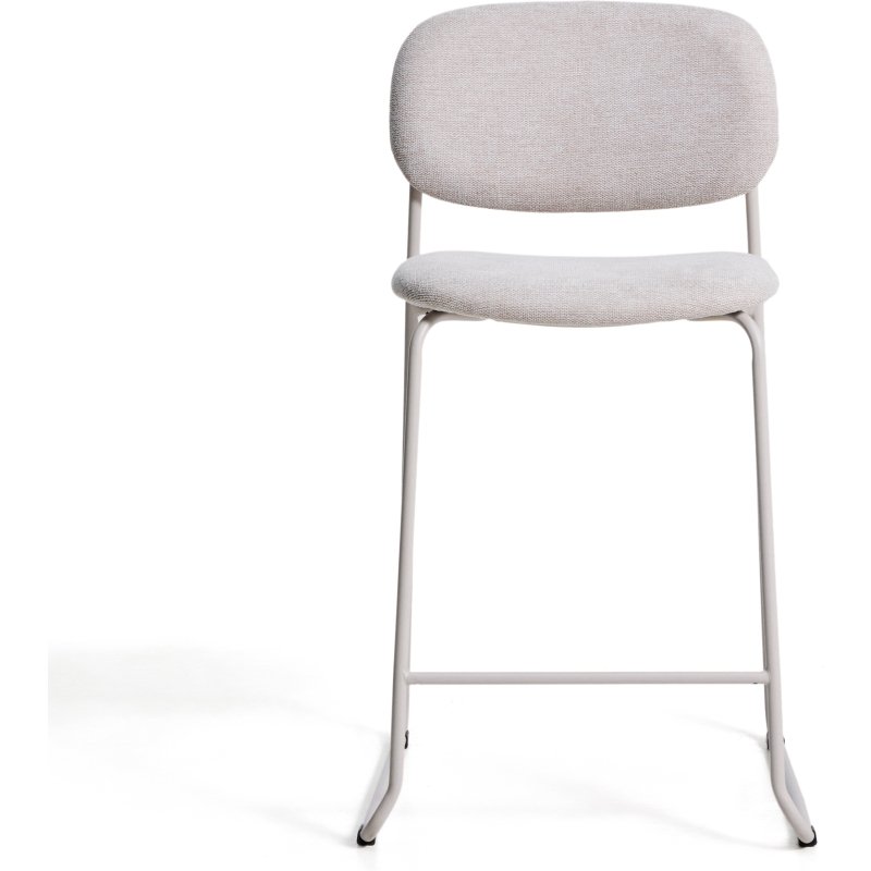 Tabouret empilable Meli en chenille beige et pieds en métal beige H.65 cm