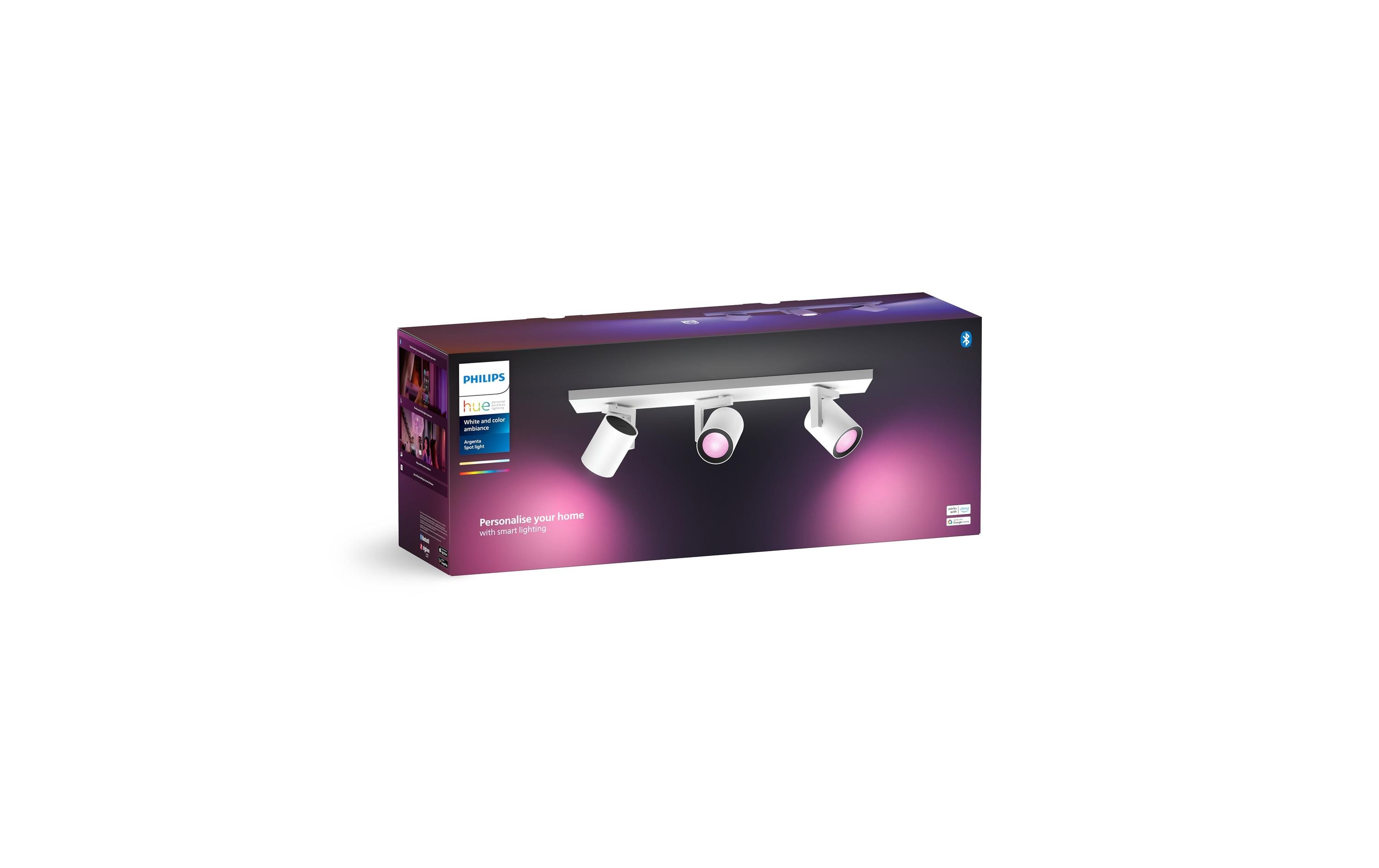 White & Color Ambiance Argenta 3er-Spot Weiss<br>Licht in allen Farben