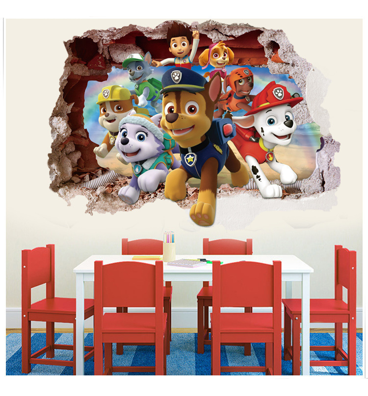 (70x50cm) Wandtattoo Kinderzimmer Aufkleber Home Deko Wandsticker - Heldenhafte Hunde