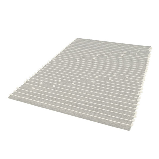 Tapis pure laine à pampilles - naïa - gris - 160 x 230 cm