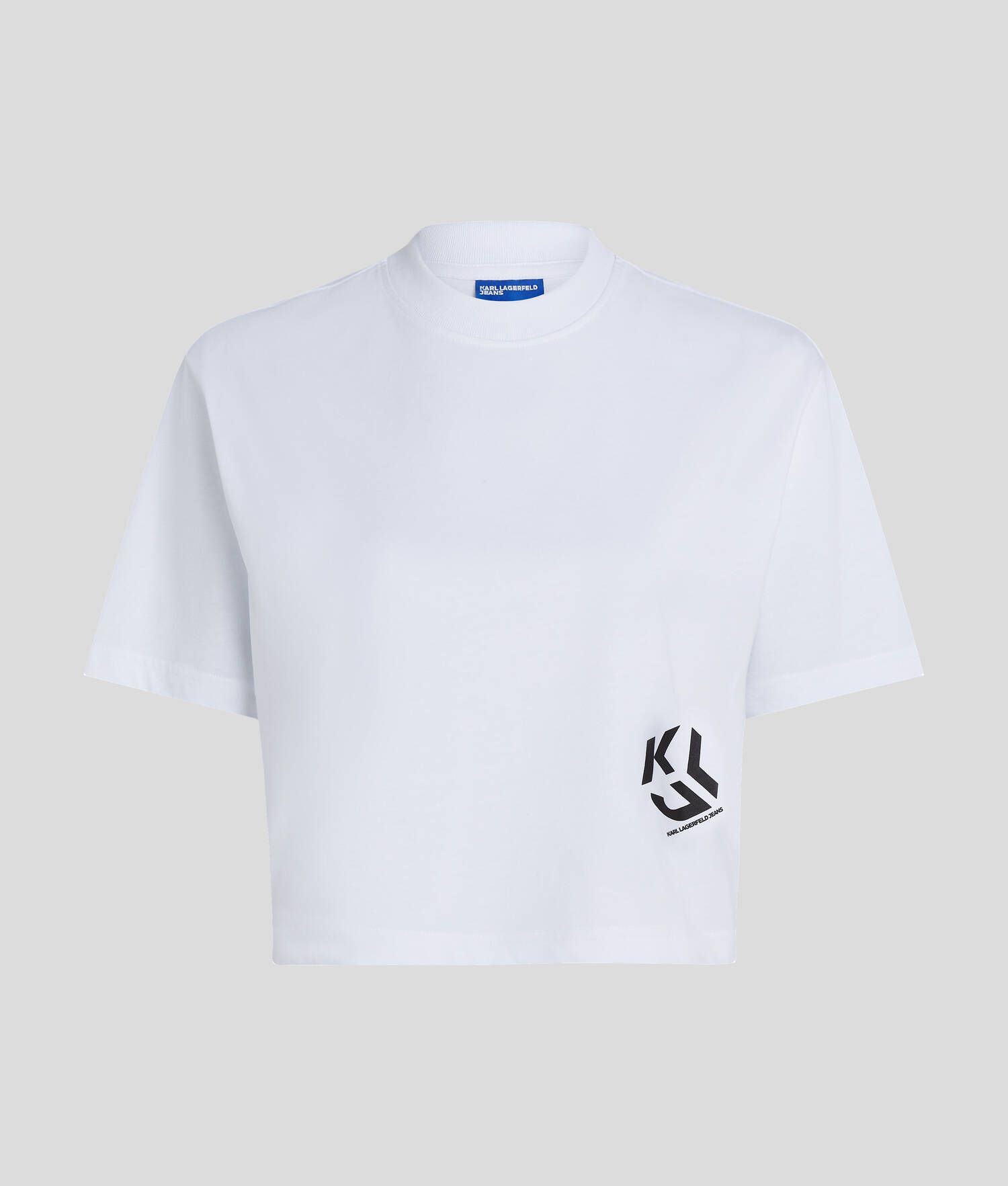 T-SHIRT CROPPED KLJ MONOGRAM - Blanc