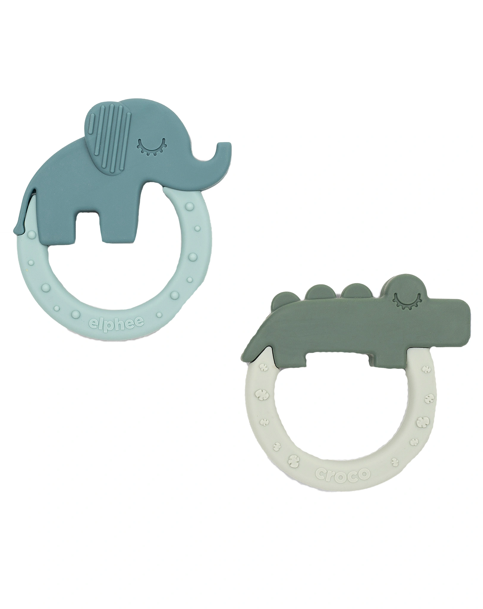 Silikon-Beißring DEER FRIENDS 2er Pack in grün/blau