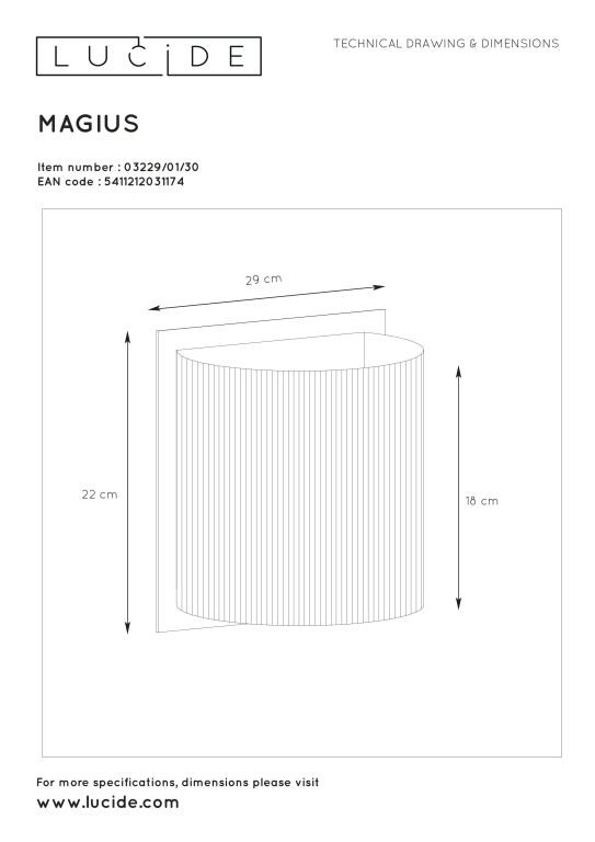 Lucide Magius wandlamp naturel