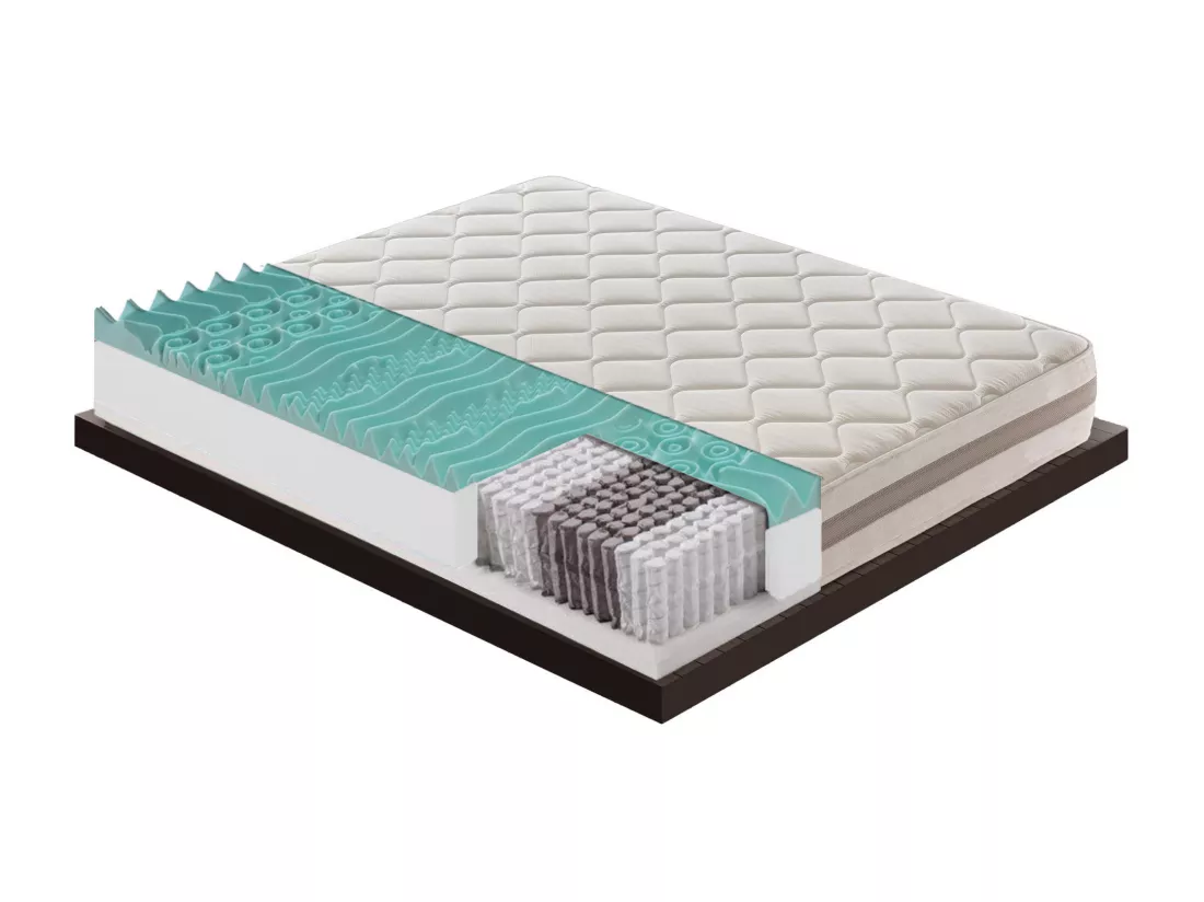 Matelas à Ressorts ensachés et mousse mémoire 9 Zones de confort Hauteur 22 cm 70x190 cm