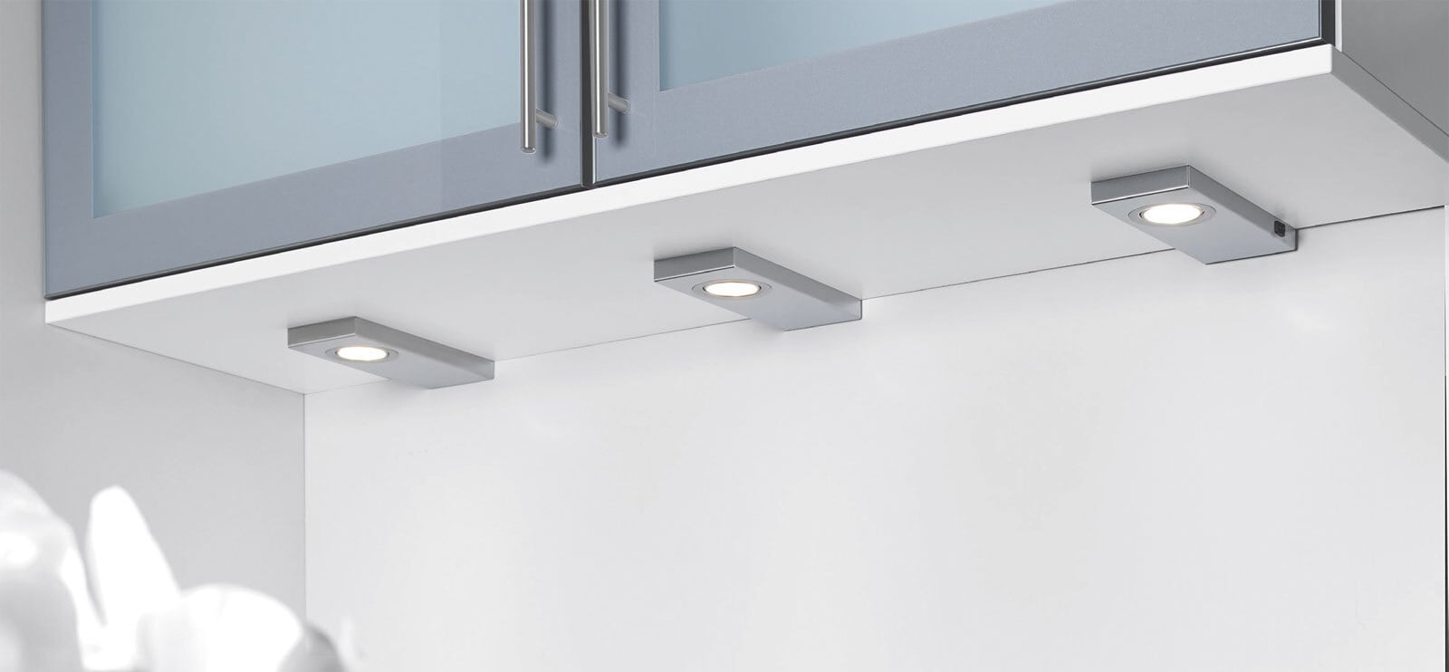 LED Unterbauleuchte Leon 3er Set silberfarbig je 8,1x20cm 1,65cm Edelstahl