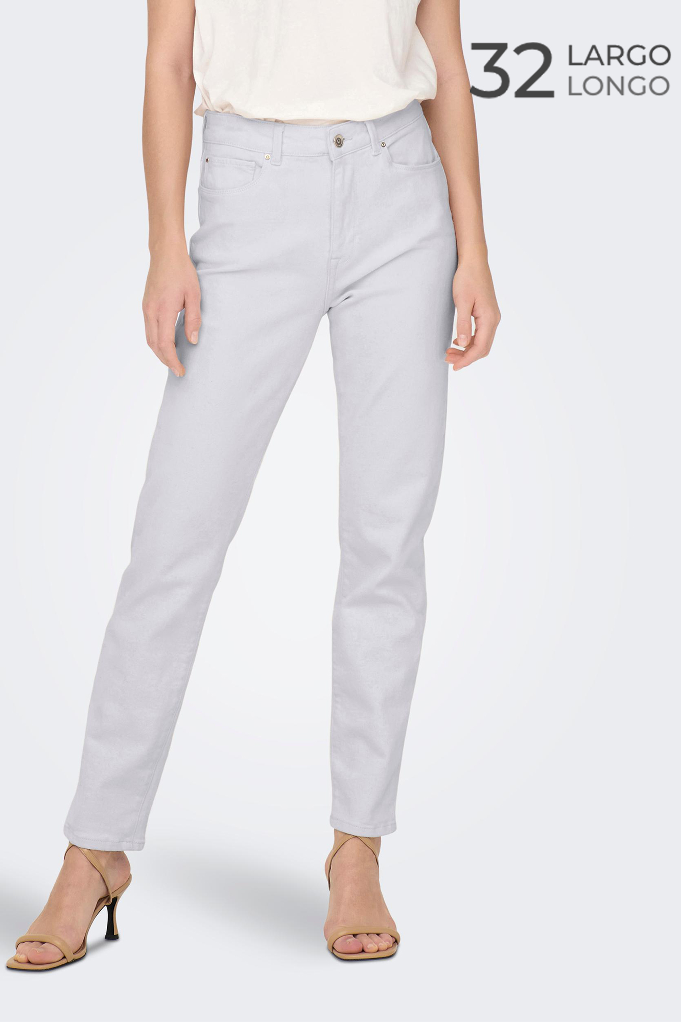 calça jeans slim de cintura alta e tecido elástico