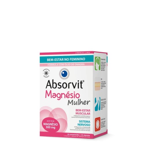 Absorvit Magnésio Mulher 30 Comprimidos   30 Cápsulas