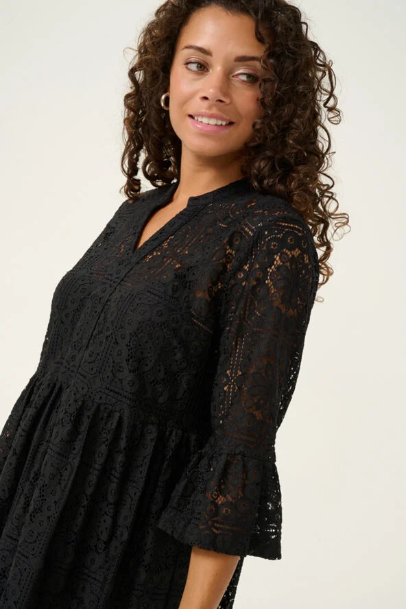 Cream CRTiley Lace Dress Pitch black