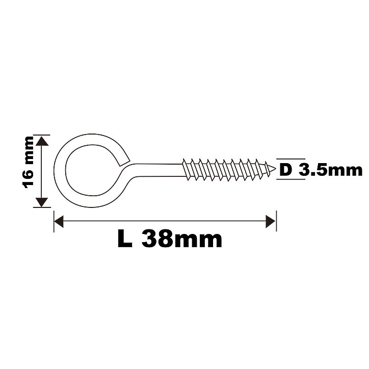 Piton à vis en acier zingué 38x14 mm - 2 pièces