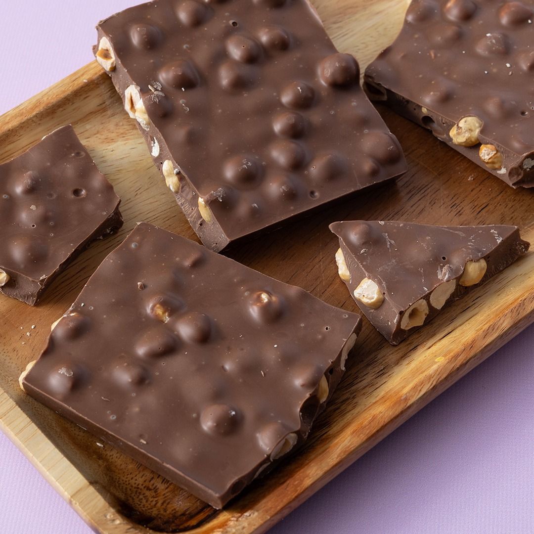 Chocolade hazelnoot breekplaat melk brokken